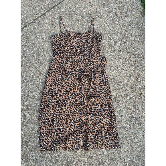 Rails Evie Brown Black Animal Print Tie Waist Dress Sz M Golden Leopard - Picture 5 of 8